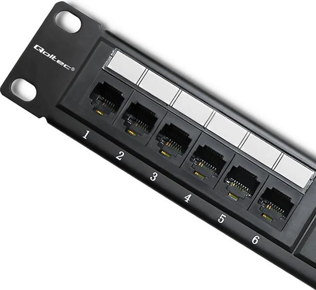Patch Panel 24 Porte Cat6 UTP Qoltec: Rack 19 1U per Reti Cablate - 1