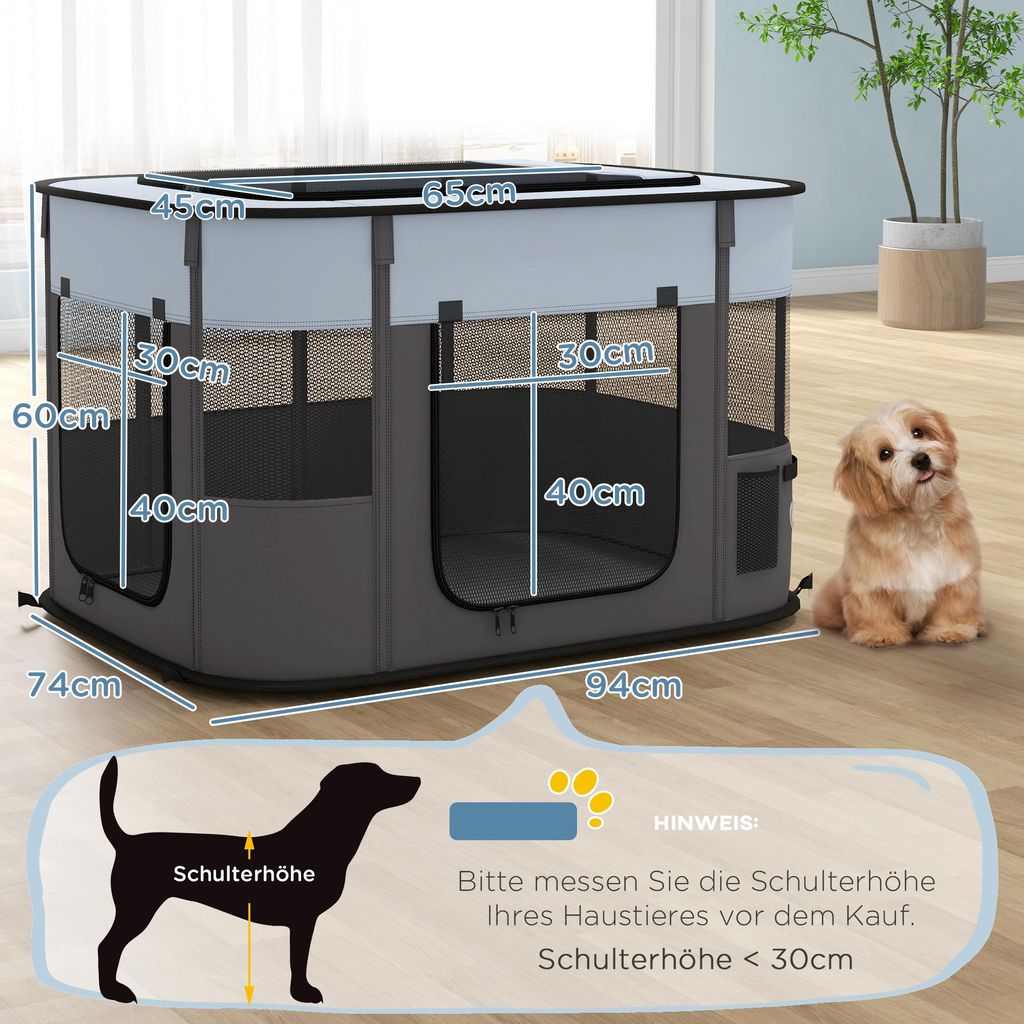PawHut, inklapbare ren voor puppy's, geschikt voor binnen Productafbeelding 