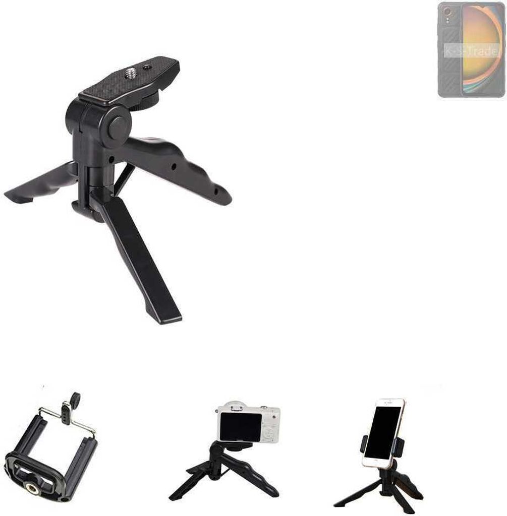 K-S-Trade Stativ Tisch-Ständer Dreibein Handy-Stativ Ständer kompatibel mit Samsung Galaxy XCover7 Mini-Stativ Smartphone Tripod Handy-Stativ aus