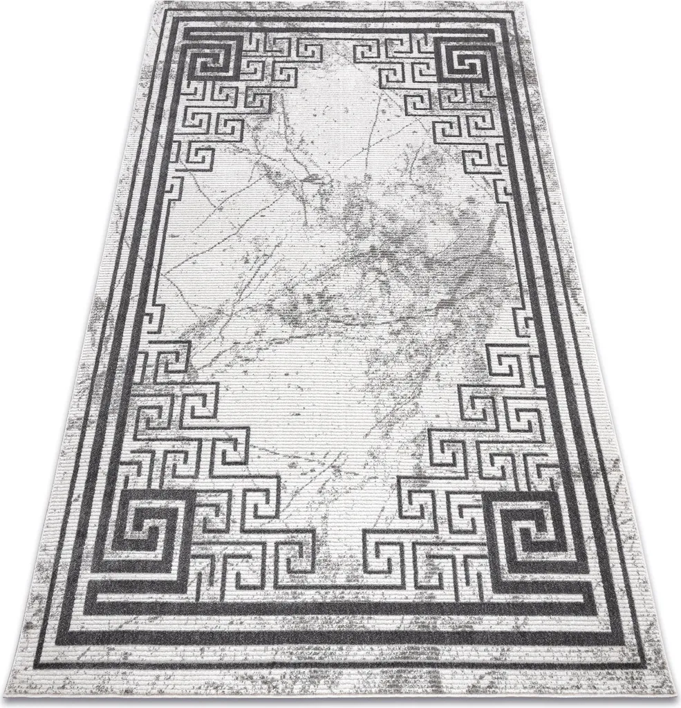 Tapis structurel double couche motif marbre NOBLE gris crème 140x190