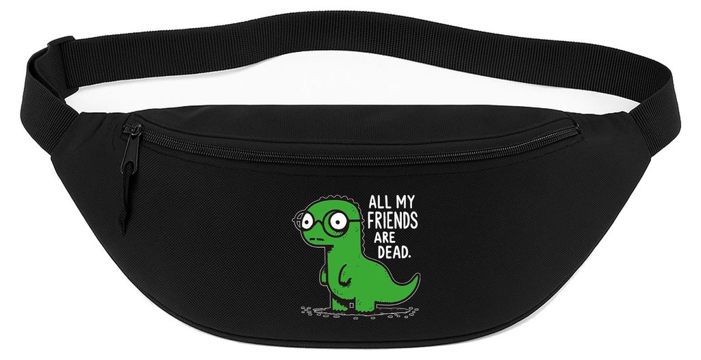 Huuraa Bauchtasche All friends are dead T-Rex 2,5 Liter Black Polyester Crossbody Bag Geschenkidee