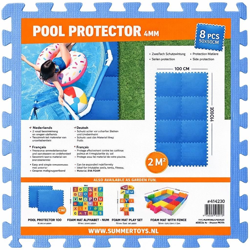 Gebro Pool Fliesen Set 8 Stück | 50x50 cm Bodenplatten für Pool & Garten | robuste Kunststoff Poolfliesen | wetterfest & wasserbeständig | rutsc...