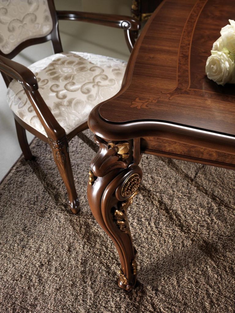 arredoclassic Luxus Klassisches Esszimmer + 4 Stühle Stuhl Set Garnitur Design