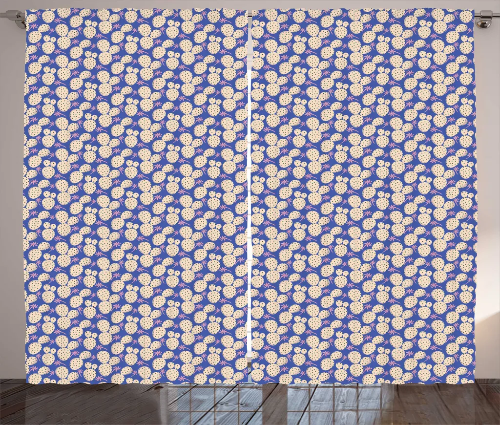 Rideau universel bleu violet ABAKUHAUS motif cactus graphiques 280x225cm