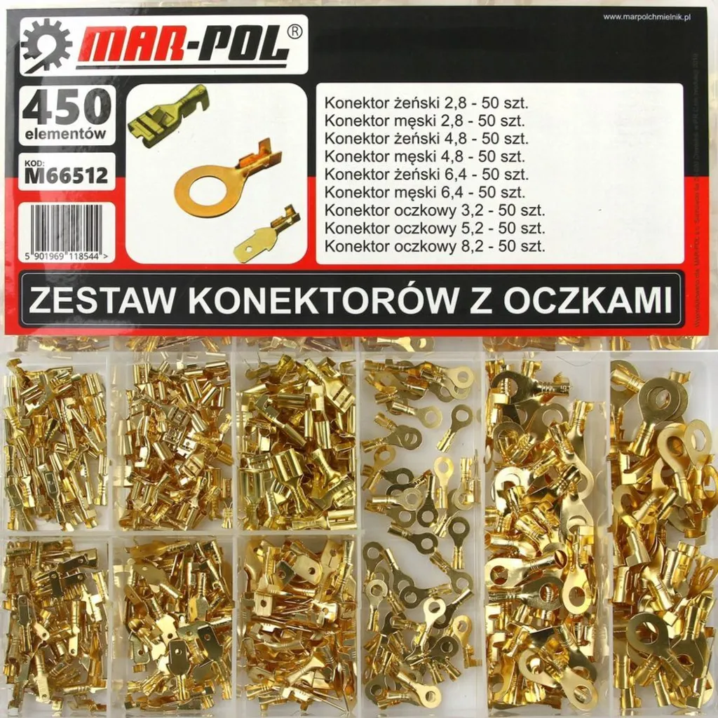 MAR-POL M66512 Jeu de 450 Connecteurs de Câbles Voiture avec Œillets