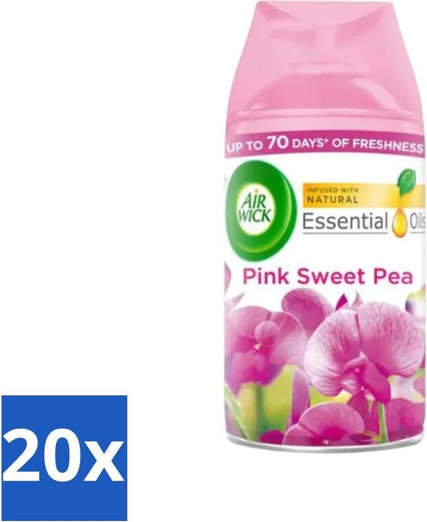 Air Wick – Lufterfrischer-Nachfüller – Ätherische Öle – Pink Sweet Pea – Automatisches Spray – 250 ml - Vorteilspack - 20 Stücke