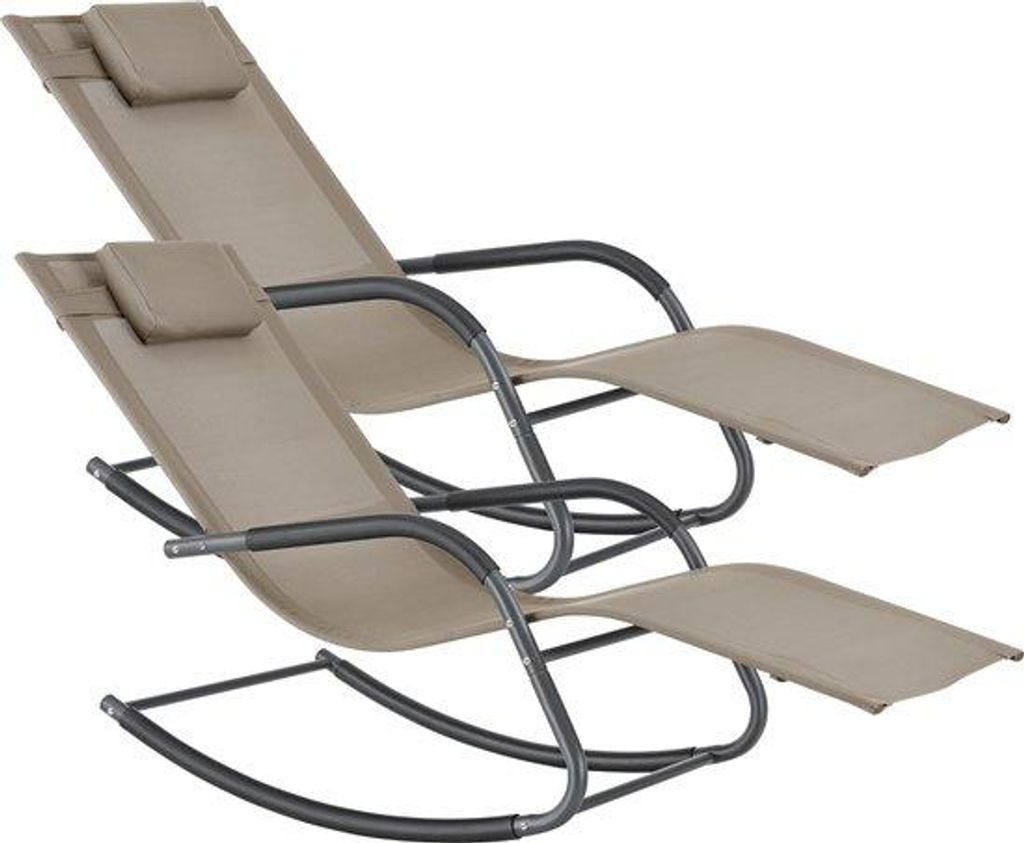 Schwimmstuhl-Set aus Metall und Stoff - 2er Set - 147x63x89 cm - Beige