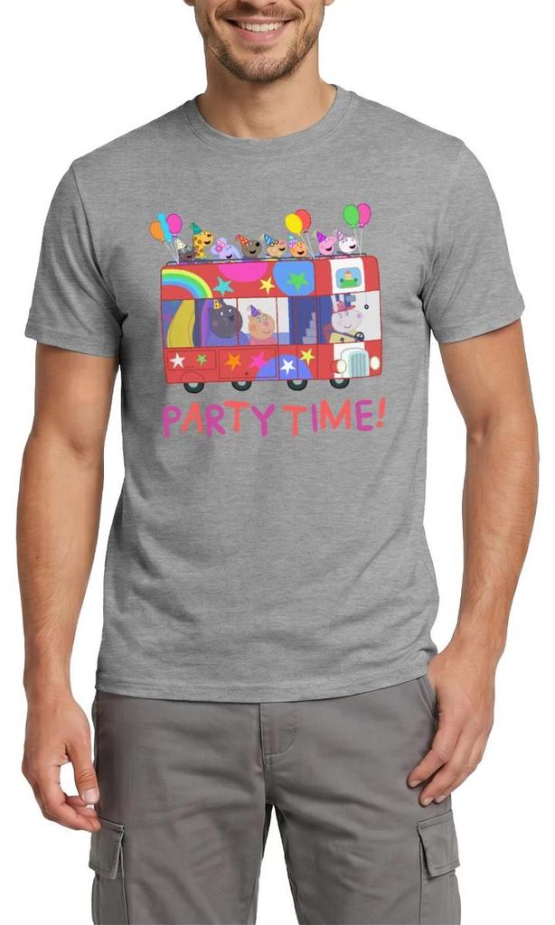 Spreadshirt Peppa Pig Design Party Time Mit Peppa Männer T-Shirt, L, Graphit meliert