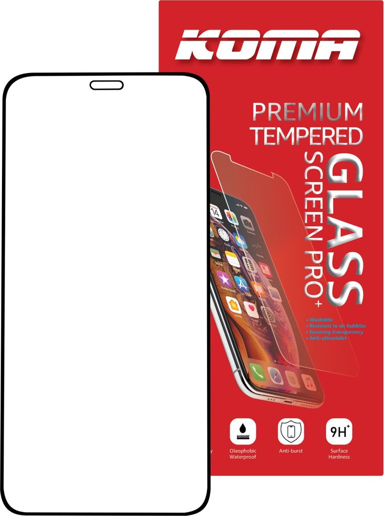 KOMA Gehärtetes Glas Full Cover für iPhone 12 / 12 Pro, 3D-Rundung, Härte 9H