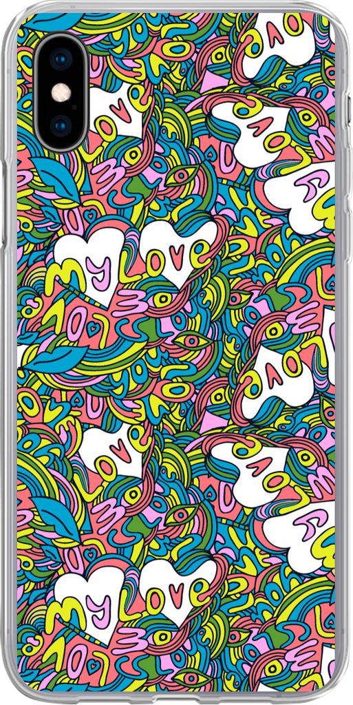 MuchoWow Handyhülle Schutzhülle Hülle für Telefoonhoesje iPhone Xs Mädchen - Liebe - Muster - Liebe - Kinder - Kinder Silikon Softcase Handy...