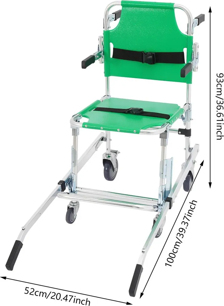 Chaise d'évacuation médicale pliable - Transfert sécurisé 159 kg - Vert