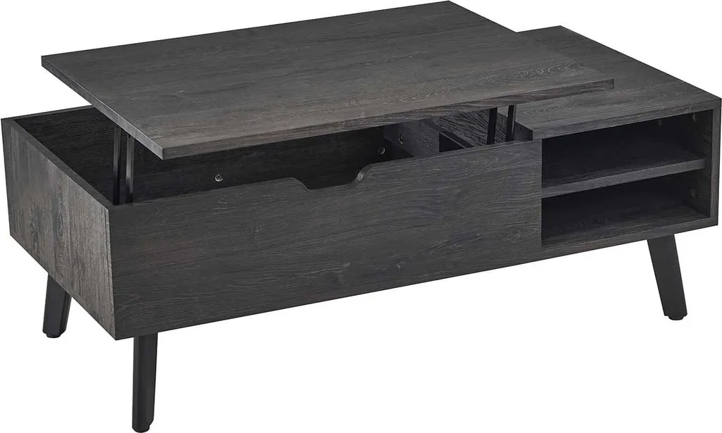 Table basse de salon réglable en hauteur Justine meuble brun foncé