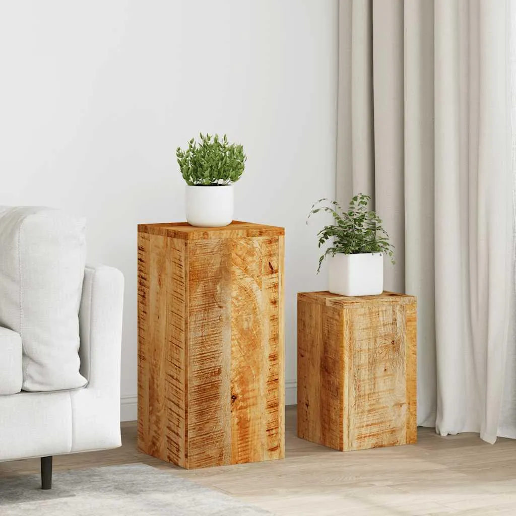 vidaXL Support pour plantes 2 pcs en bois de manguier massif robuste