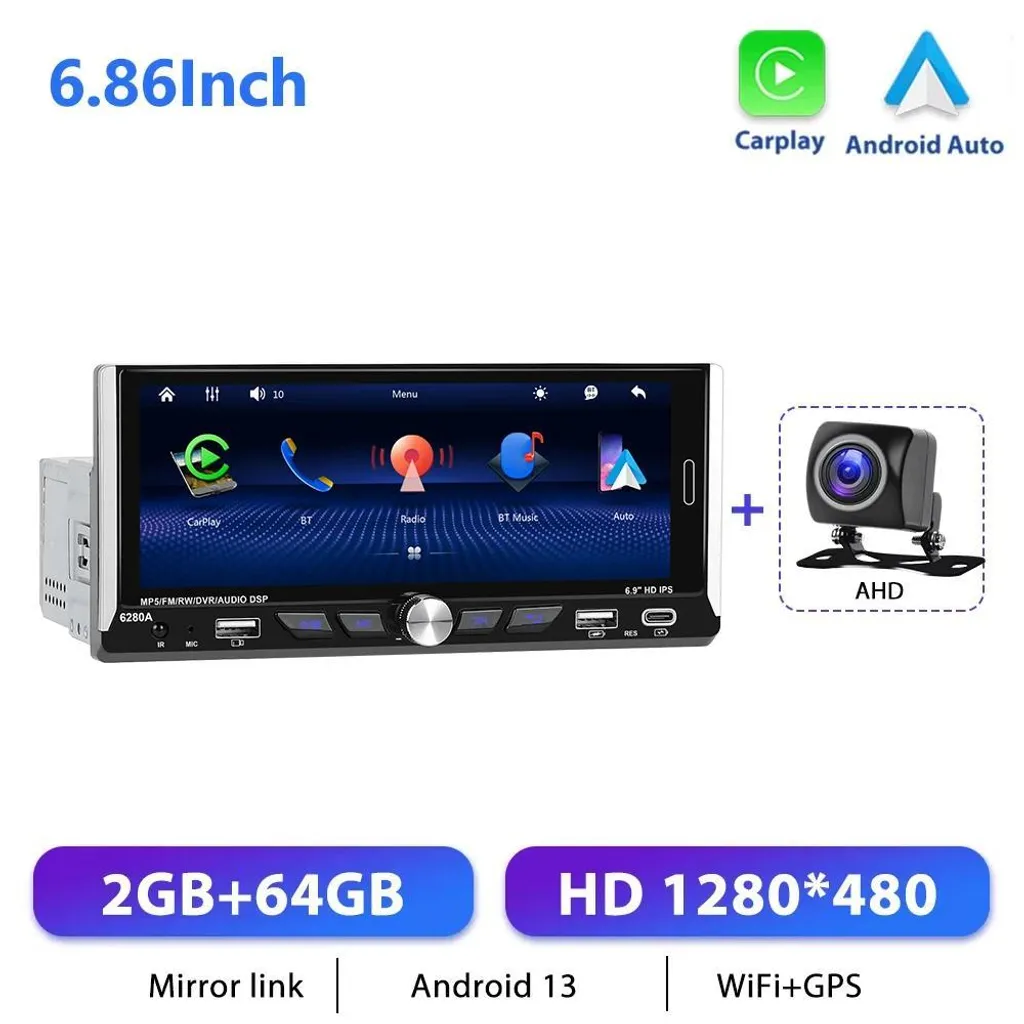 Autoradio Android 13 Anti-Ralentissement avec Écran Tactile 7" et GPS