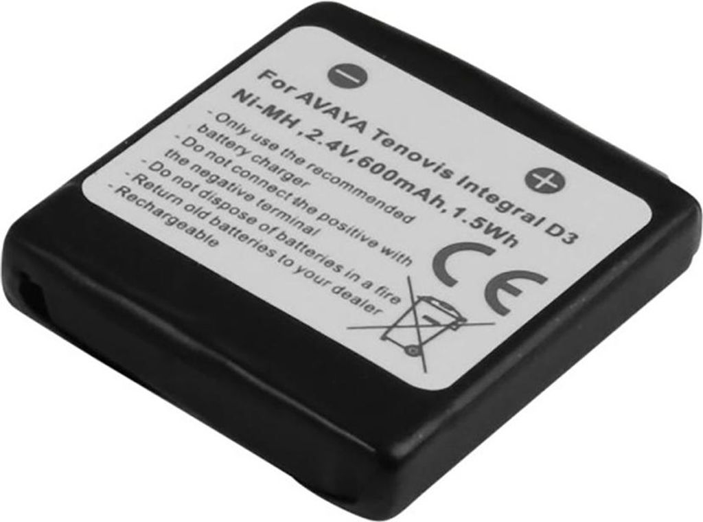 Avizar, NiMH Akku 600mAh für Avaya D3 Mobile Telefon 2,4V kompatibel, Weiß / Schwarz