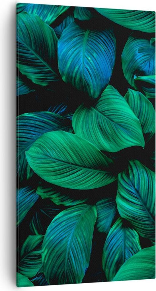 Bild auf Leinwand - Leinwandbild - Einteilig - Blätter Pflanzen Exotik - 55x100cm - Wand Bild - Wanddeko - Wandbilder - Leinwanddruck - Bilder - W...