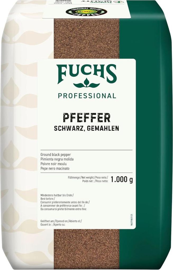 Fuchs 380788006 Fuchs Pfeffer schwarz gemahlen Gewürz, 1,0 Immagine del prodotto 