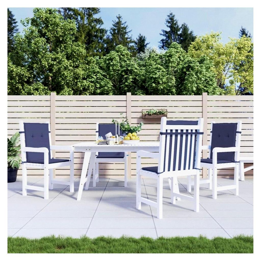 Niedriglehner-Auflagen 4 STK. Marineblau, Liegenauflage, Auflage für Gartenliege, Sitzkissen für Gartenmöbel, Bankauflage, Stuhlauflage für Hoc...