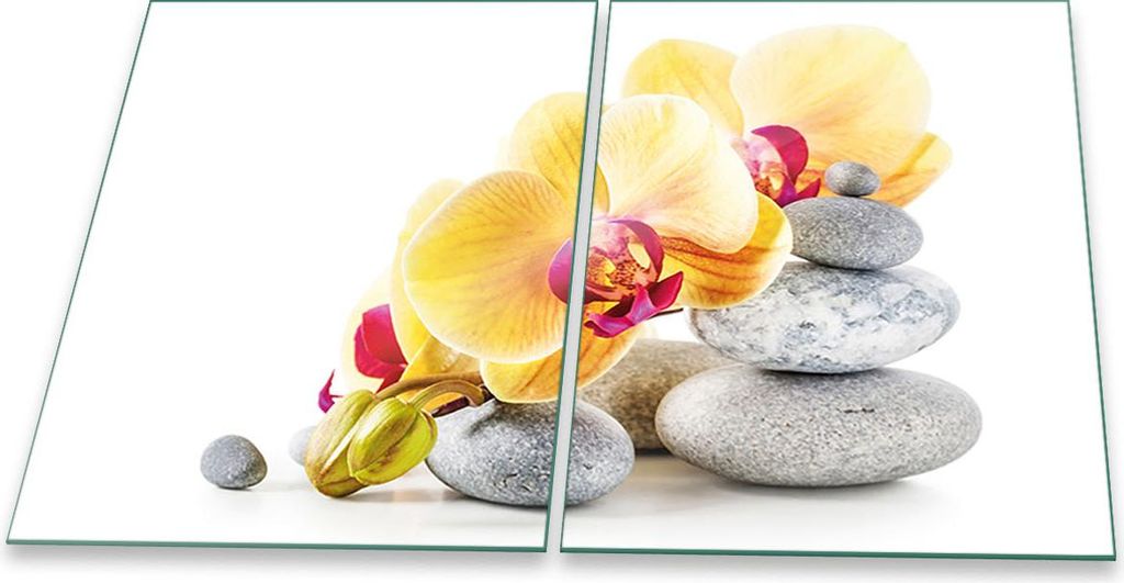 Herdabdeckplatten Spritzschutz Glas Universal 2teilig 2x40x52 Wellness Gelb Deko