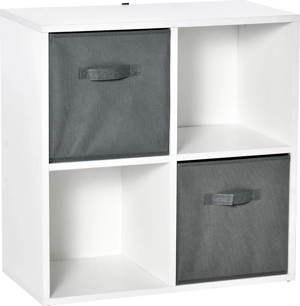 Meuble de rangement 61,5 cm blanc en bois robuste et textile non tissé