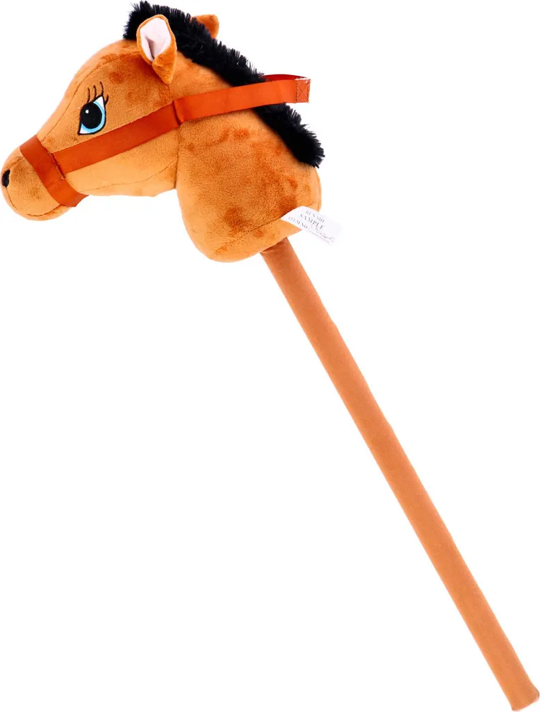 Cheval bâton en peluche 70 cm avec sons de galop pour enfant jouet brun