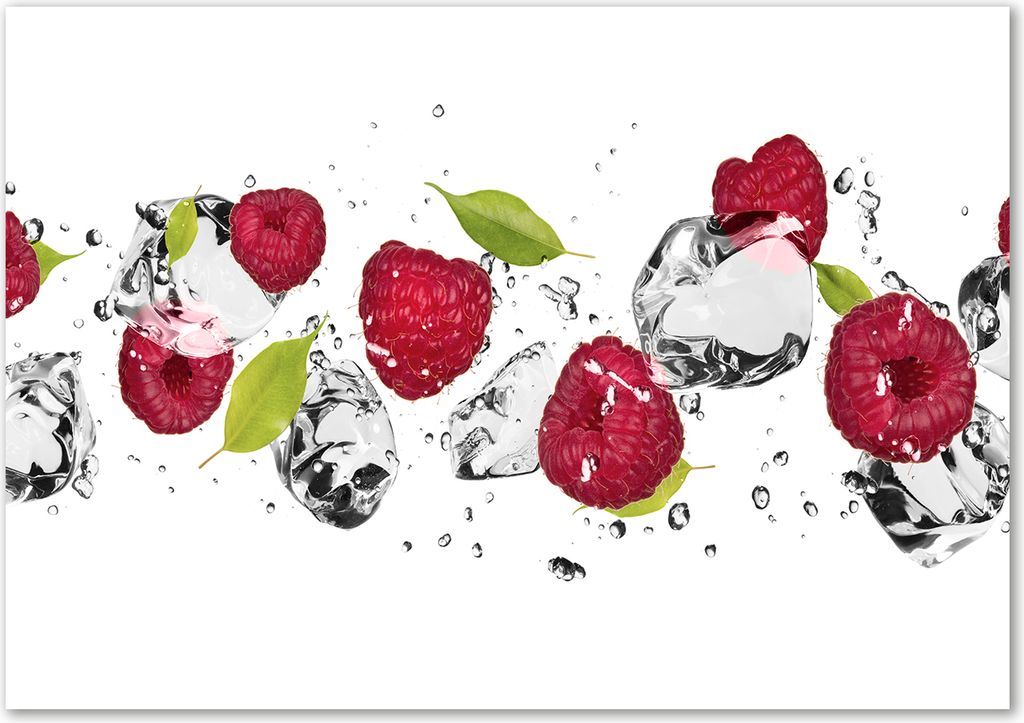 Tulup Leinwandbild - 100x70 cm - Wandkunst - Drucke auf Leinwand - Leinwanddruck - Essen & Getränke - Rosa - Himbeere Wasser