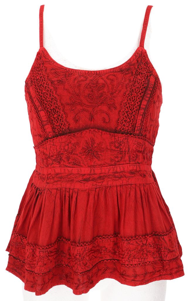 Besticktes Top Boho Chic, Lockeres Sommertop - Rot, Damen, Viskose, Tops & T-Shirts