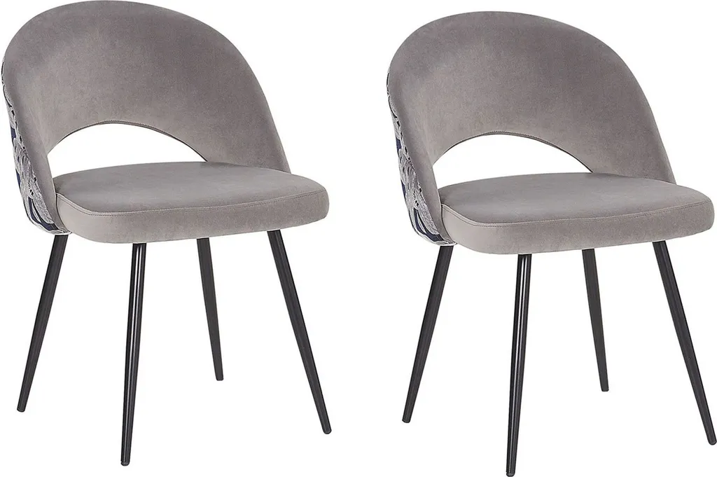 Lot de 2 chaises de salle à manger Vivian en velours gris moderne