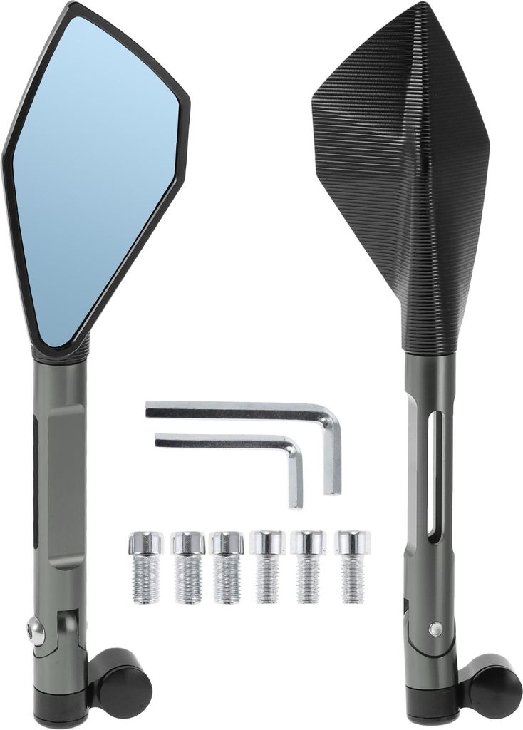 Motorrad-Rückspiegel Seitenspiegel Verstellbar Aluminiumlegierung 1 Satz Schwarz Titanfarben M8/M10 Prismatische Form