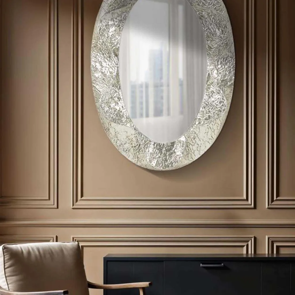Miroir mural métal argenté 128 cm : la solution pour murs sombres - 2