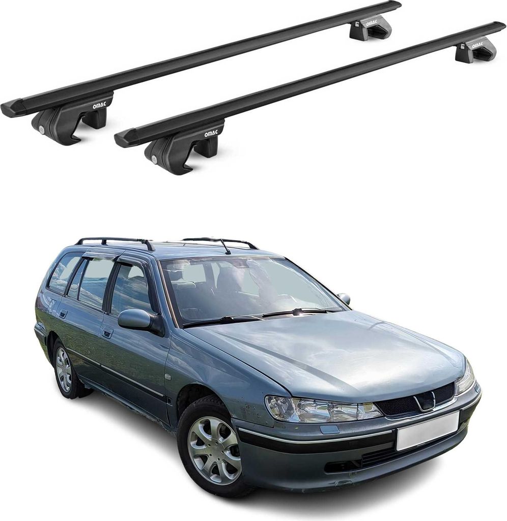 Dachträger Gepäckträger für Peugeot 406 Wagon 1997-2005 Alu Schwarz 2 tlg ABE