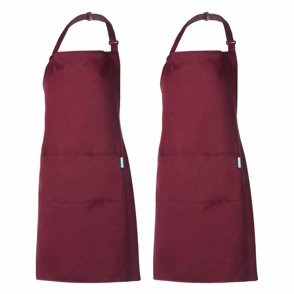 2 Unisex Baumwolle Kochschürze Küchenschürze Latzschürze Grillschürze mit Tasche