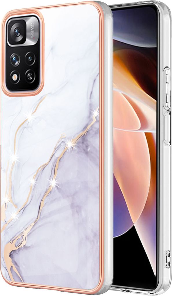 Redmi Note 11 Pro Case, WindCase Marble Pattern Hybrid Hard Back Weich TPU Bumper Protective Case Cover for Xiaomi Redmi Note 11 Pro 5G / 4G Weiß