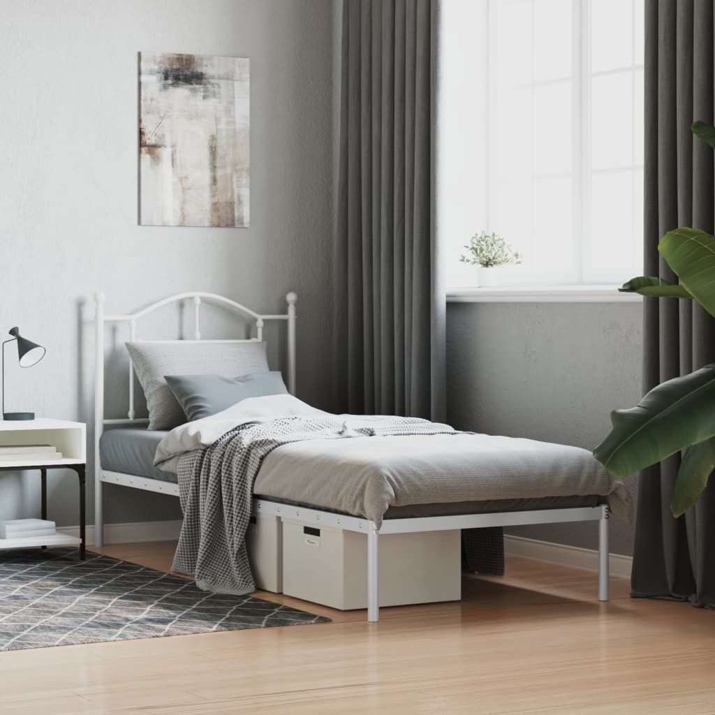 Maison Exclusive - Bettgestell mit Kopfteil Metall Weiß 90x200 cm