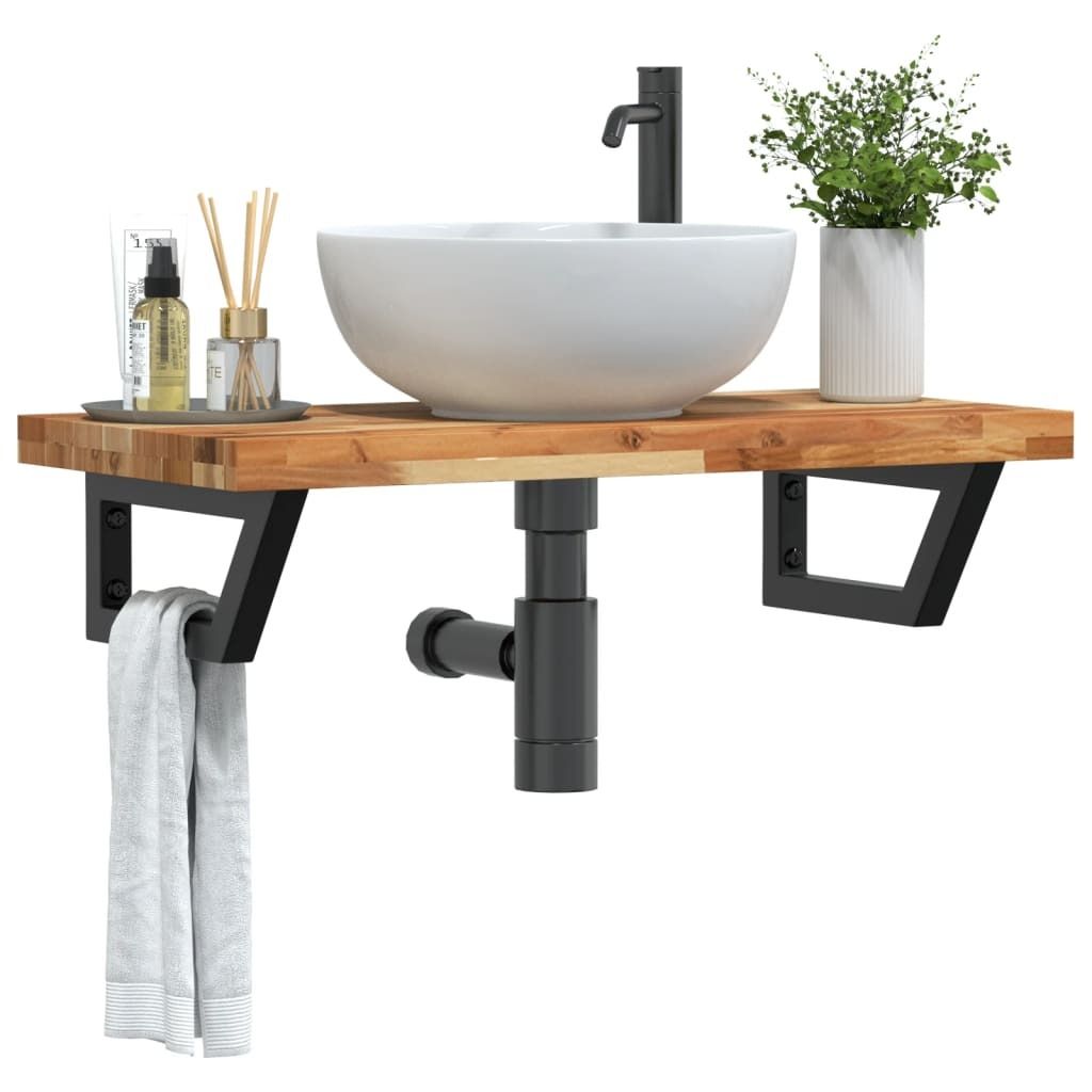 Möbel Waschbeckenregal Wandmontage Stahl und Akazienholz - Badspiegel 3302743