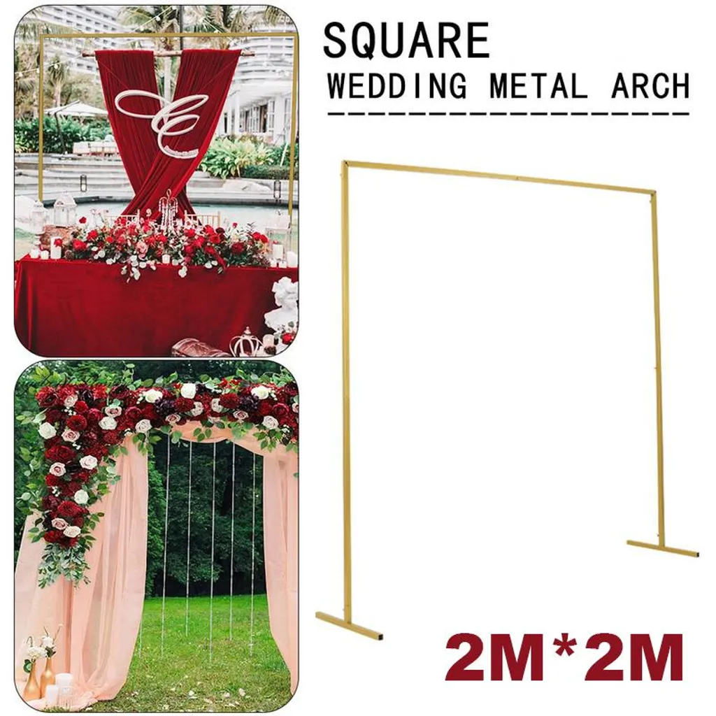 Structure arche de mariage 2x2m dorée pour ballons et fleurs de cérémonie