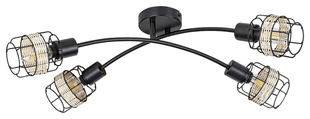 Lampada Soffitto Rabalux Indiana 5282 Nera E14 - Plafoniera Camera Letto