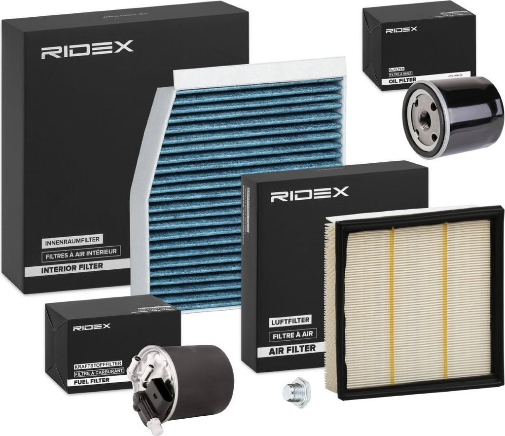 RIDEX Filterset Inspektionspaket Filtersatz passend für MERCEDES-BENZ B-Klasse (W246, W242) A-Klasse (W176)