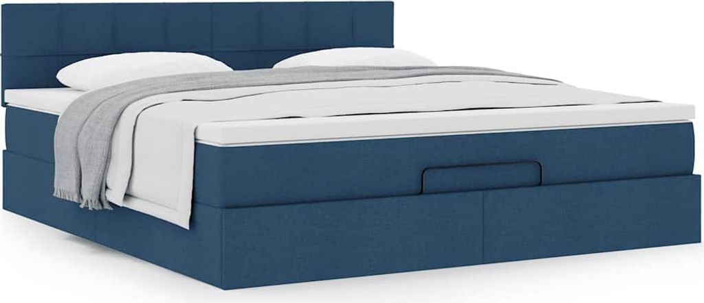 Maison Exclusive - Ottoman-Bett mit Matratze Blau 160x200 cm Stoff