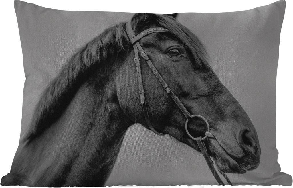 MuchoWow Outdoor Kissen - Pferd - Halfter - Porträt - 60x40 cm - Wetterfest - Lounge Kissen - Zierkissen - Kissen für Innenräume