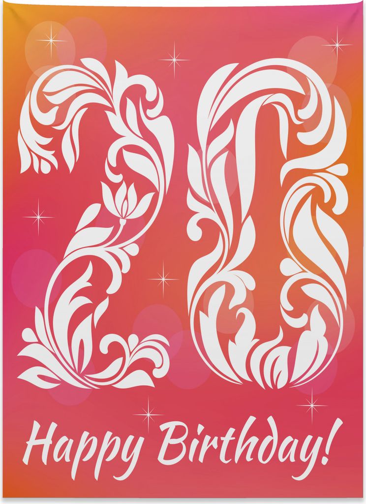 Abakuhaus Party Wandteppich, Süßer Zwanzig Geburtstag aus Weiches Mikrofaser Stoff Kein Verblassen Klare Farben Waschbar, 110 x 150 cm, Zinnoberr...