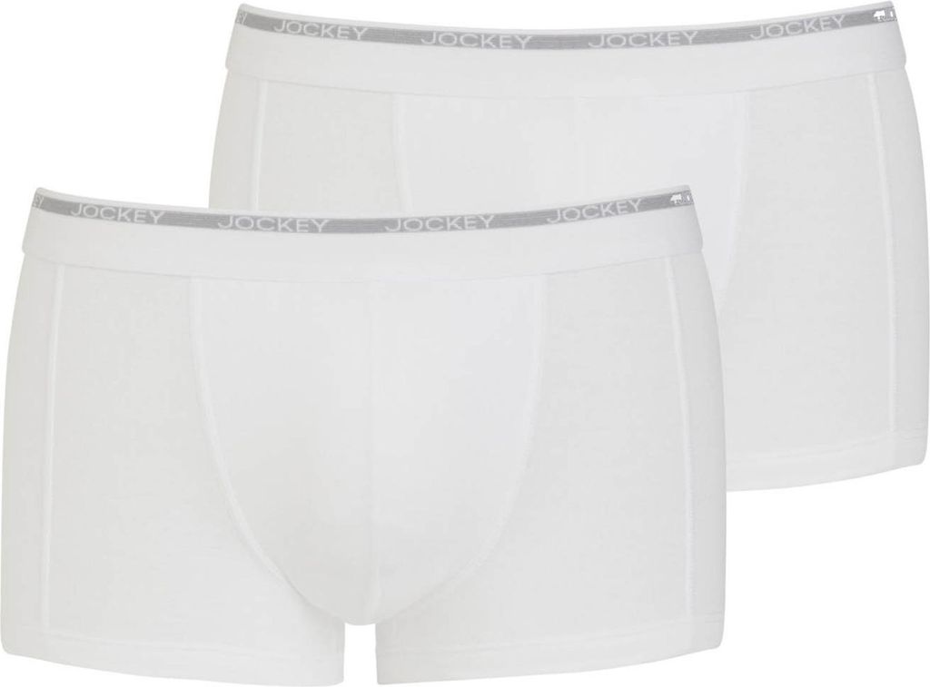 Jockey Herren Boxershorts, 2er Pack - Modern Classic Short Trunk, Baumwolle Weiß L