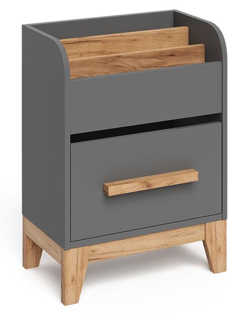 Bücherregal Vitalispa Malia Grau 55 x 70 cm mit Schublade, Model 60583