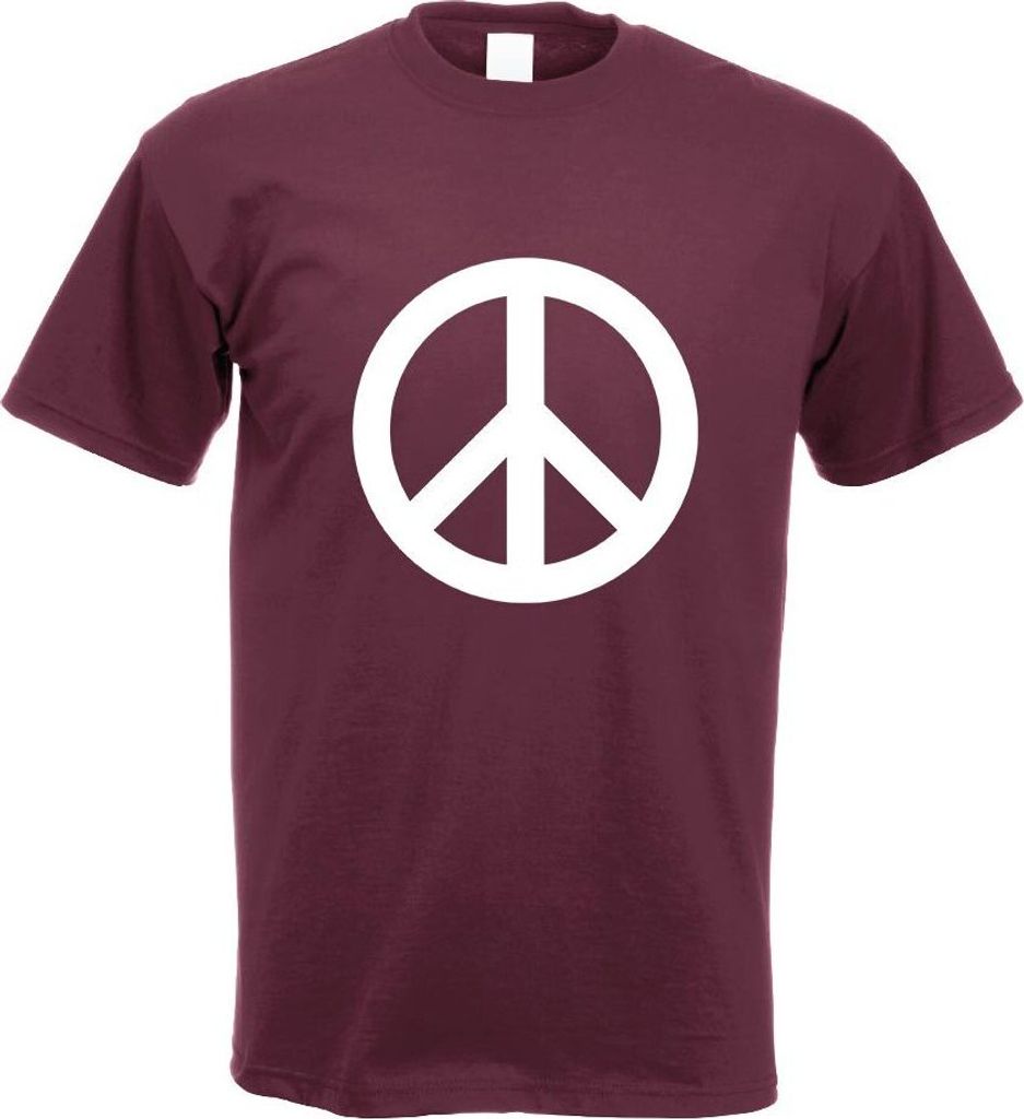 Kiwistar - T-Shirt - Burgund - Peace Motiv Bedruckt Funshirt Design Print - mit Motiv Bedruckt - Funshirt Design - Sport - Freizeit - Herren - XL