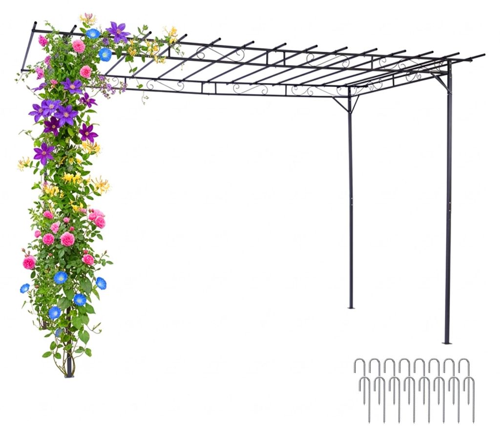 Pergola Relaxdays, métal, H x L x P : 215 x 320 x 190 cm, Image du produit 
