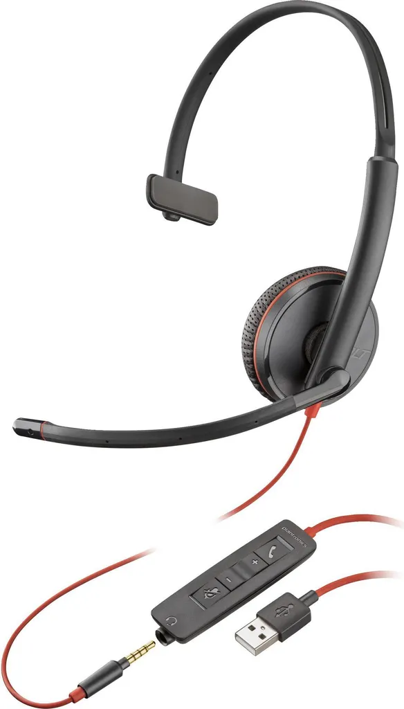 Micro-casque monoral Blackwire 3215 Poly pour PC et appareils mobiles