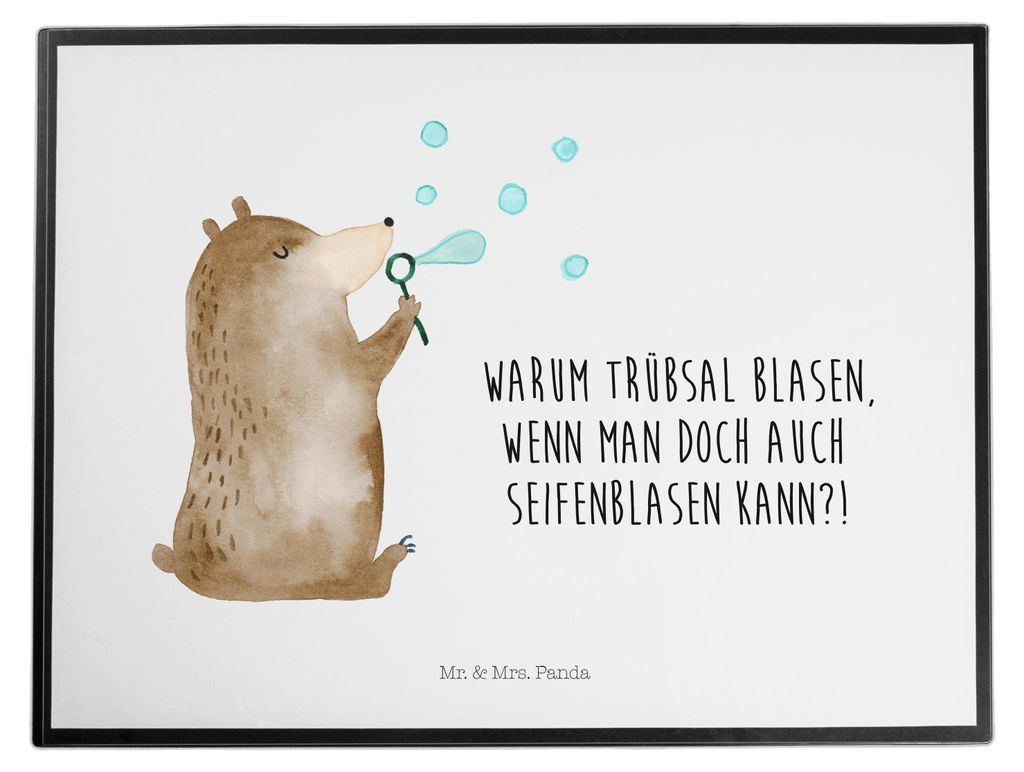 Mr. & Mrs. Panda Schreibunterlage Bär Seifenblasen - Weiß - Geschenk, Unterlage Schreibtisch, schreibtischunterlagen, Tischunterlage, schreibtisc...