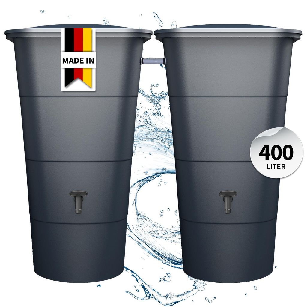 GARANTIA IBIZA Regentonnen-SET eckig 400 Liter graphite Produktbild 