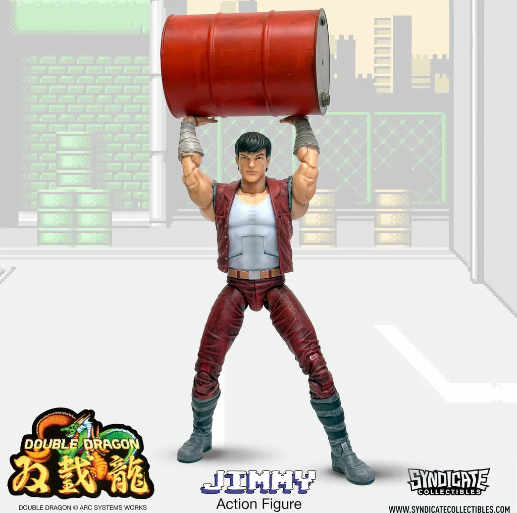 Figurine d'action articulée Jimmy Double Dragon 18 cm Style Retro