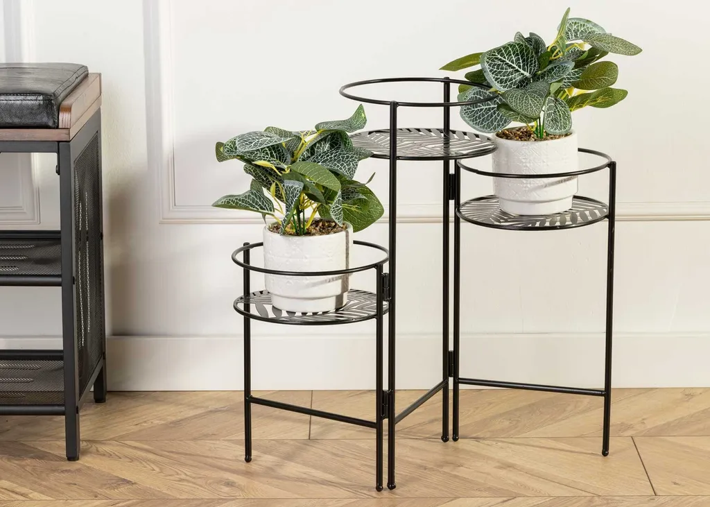 Porte-pot de fleurs en métal à 3 places - Support pliant gain de place - 9